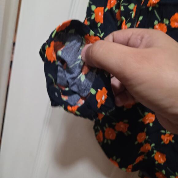 J crew top womens size xs blue orange popover in poppy fields blouse - Picture 6 of 7